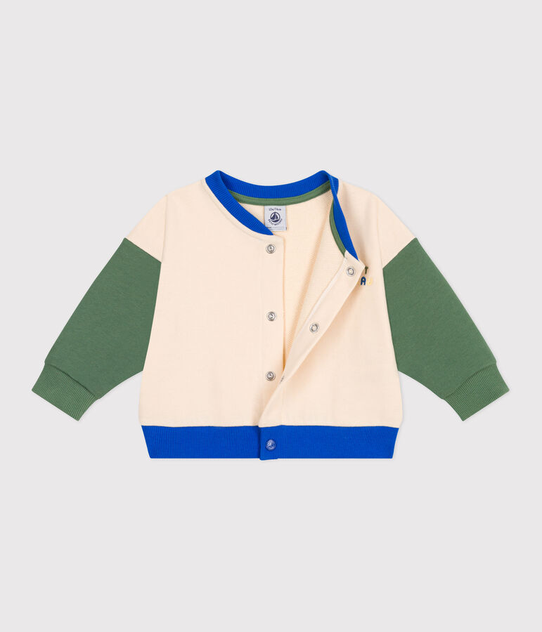 Baby College-Jacke aus Baumwolle im Colorblock naturfarben/gr&uuml;n