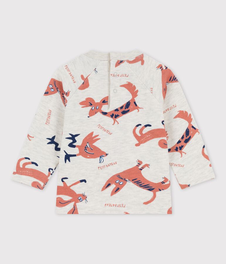 Baby-Sweatshirt aus Molton mit Tierprint beige/vielfarbig