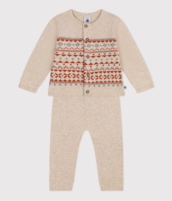 Baby-Set aus Jacquard-Strick beige MONTELIMAR/weiss MULTICO