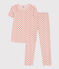 Kurzärmeliger Kinderpyjama aus Baumwolle für Mädchen rosa SALINE/weiss MULTICO