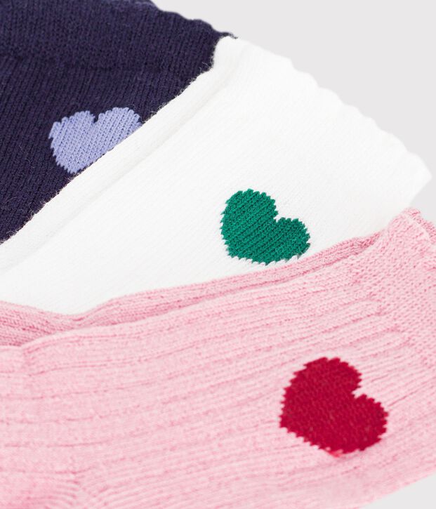 3er-Set Baby-Socken aus Baumwolle mit Herzmotiv vielfarbig