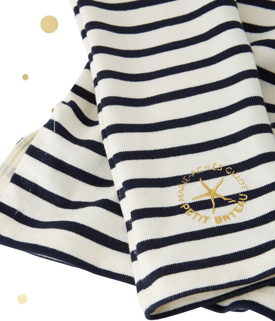 Marinière femme décolletée dans le dos. Petit bateau x Marie-Agnès Gillot beige COQUILLE/blau SMOKING