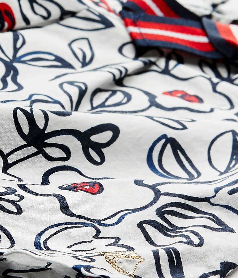 Baby-M&auml;dchen-Bluse aus Popeline weiss MARSHMALLOW/weiss MULTICO