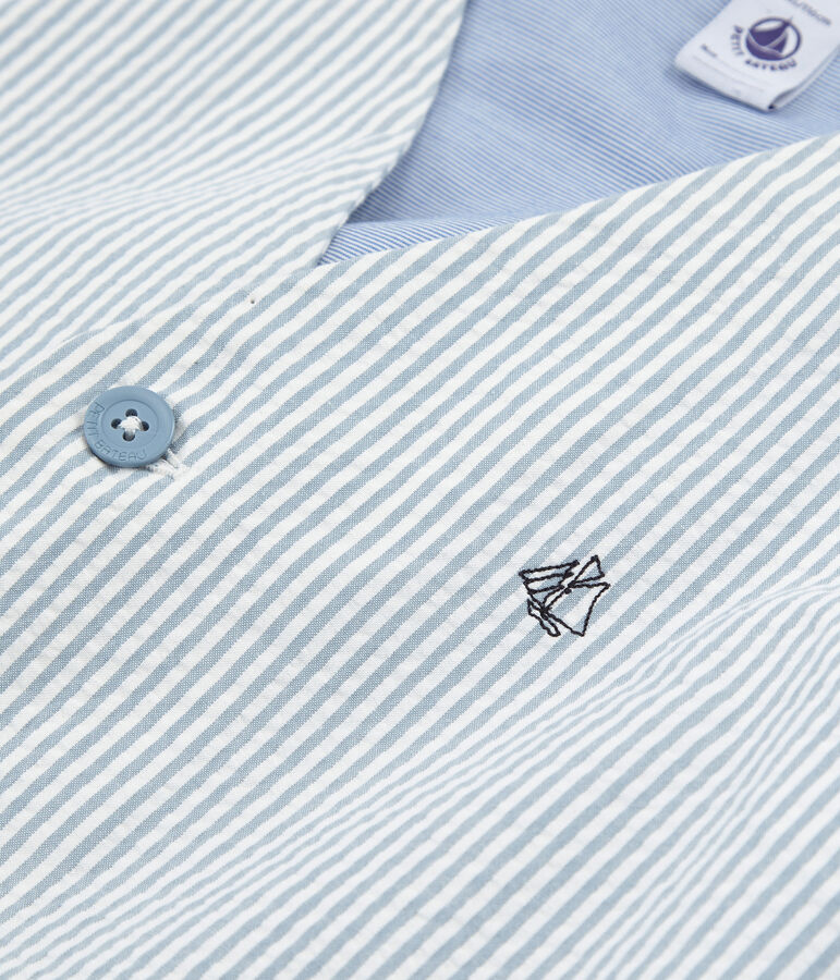 &Auml;rmellose Strickjacke blau/weiss