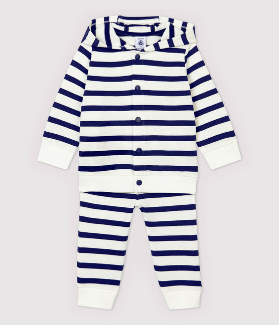 Baby-Jogginganzug für Jungen weiss MARSHMALLOW/blau SMOKING