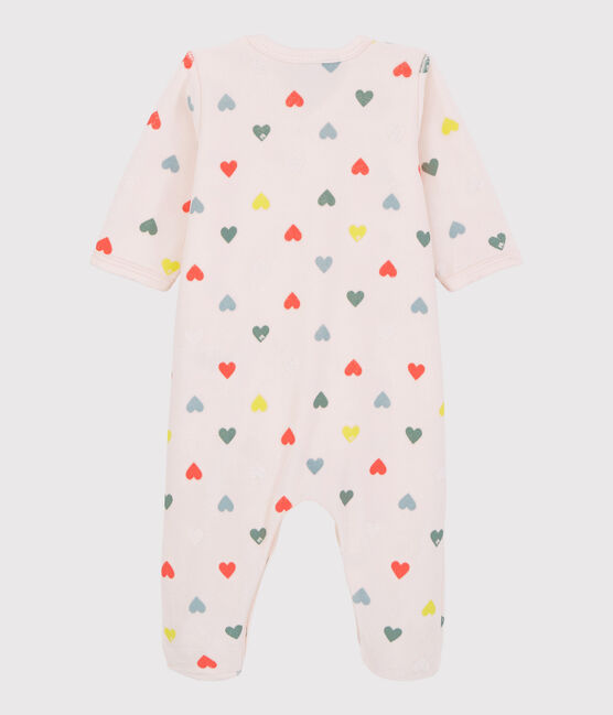 Baby-Strampler aus Velours mit farbigen Herzen für Mädchen rosa FLEUR/weiss MULTICO
