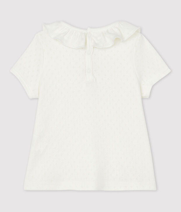 Kurz&auml;rmelige Baby-Bluse aus Baumwolle f&uuml;r M&auml;dchen weiss
