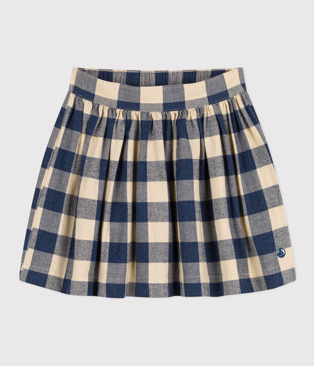 Kinderrock aus Baumwoll-Flanell zum Eislaufen f&uuml;r M&auml;dchen blau/naturfarben