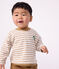 Lang&auml;rmeliges Baby T-Shirt aus Baumwolle mit Streifen. beige/naturfarben