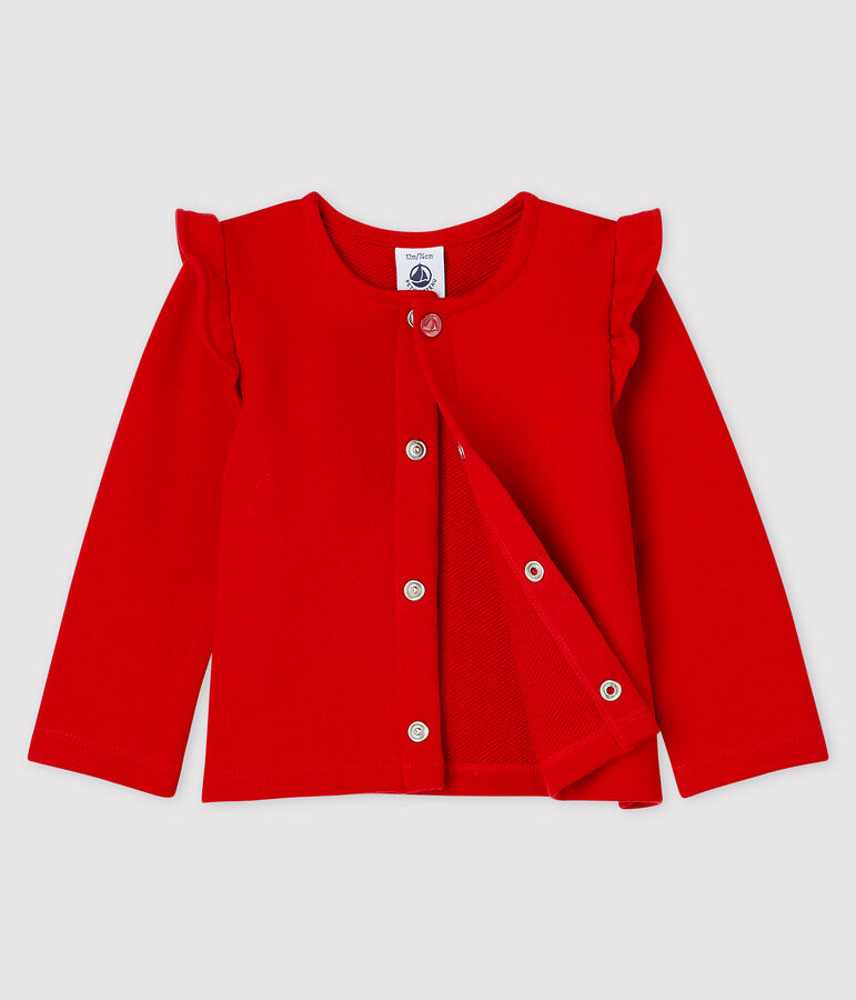 Baby-Cardigan aus Molton f&uuml;r M&auml;dchen rot TERKUIT