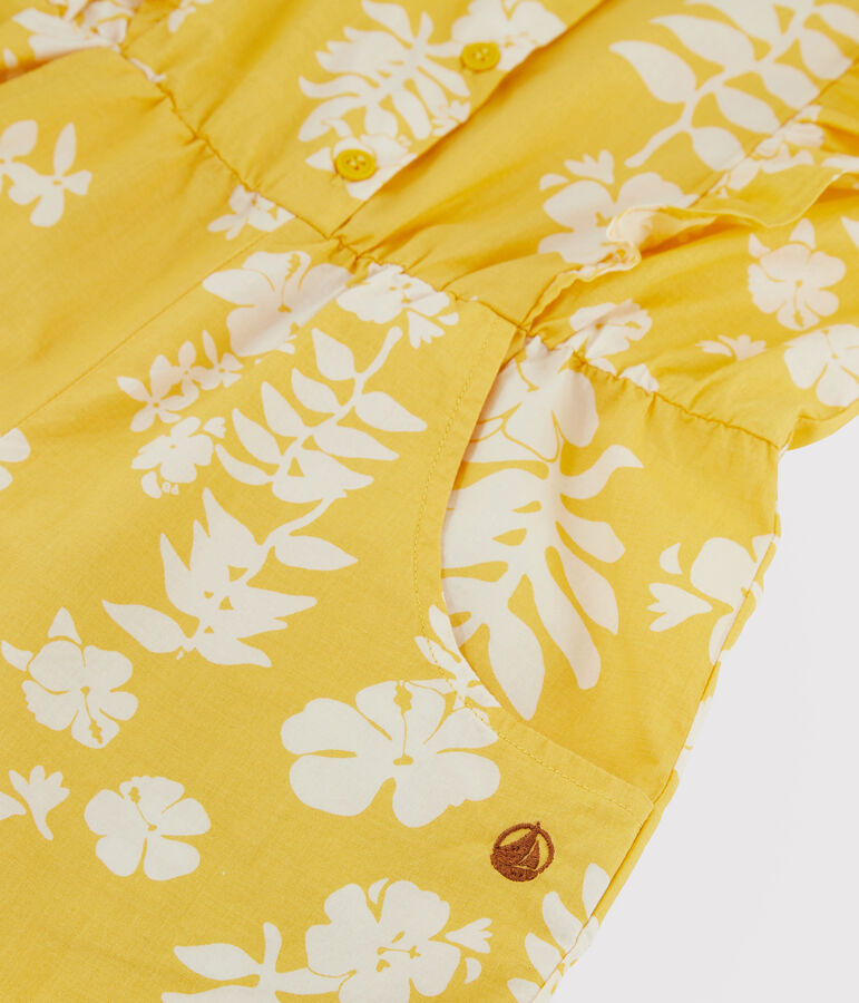 Bedruckter Overall aus Popeline f&uuml;r M&auml;dchen gelb/weiss
