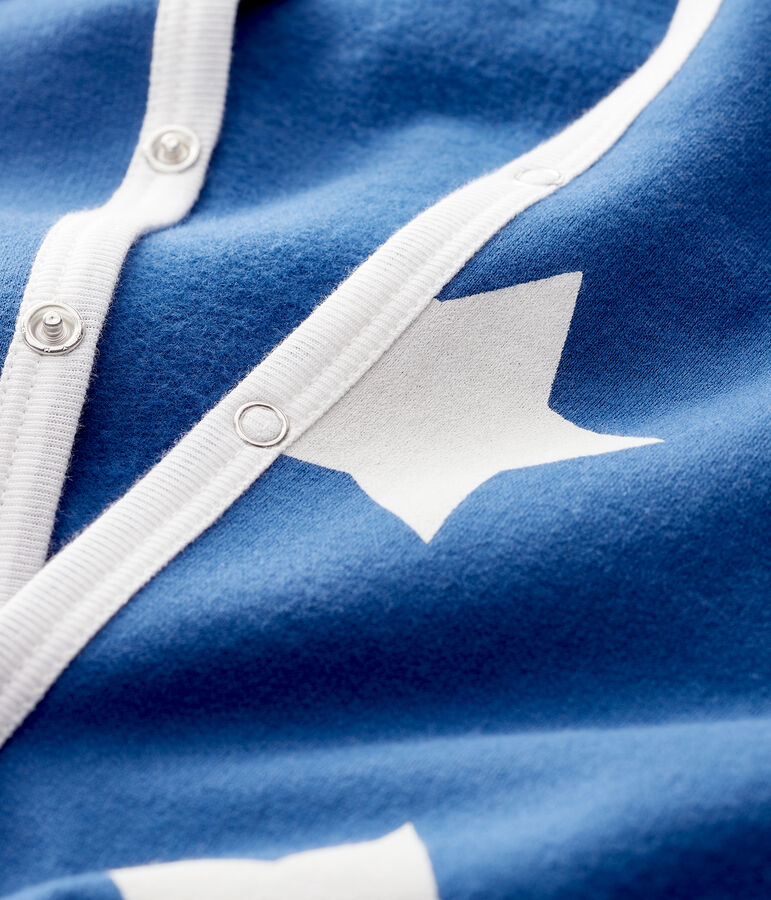 Blauer Baby-Strampler aus Molton mit Sternenmuster blau/weiss