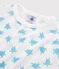 Kinder-Kurzpyjama aus ultra-leichter Baumwolle mit Schildkrötenmotiv weiss MARSHMALLOW/weiss MULTICO