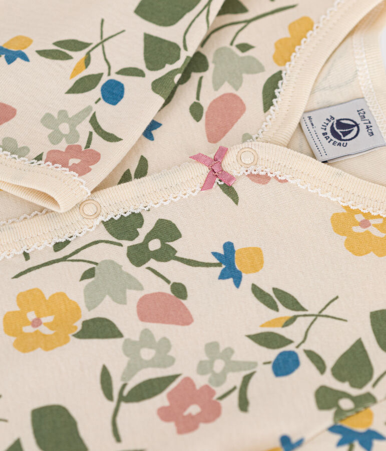 Baby-Strampler mit Blumenmuster aus Baumwolle naturfarben/vielfarbig