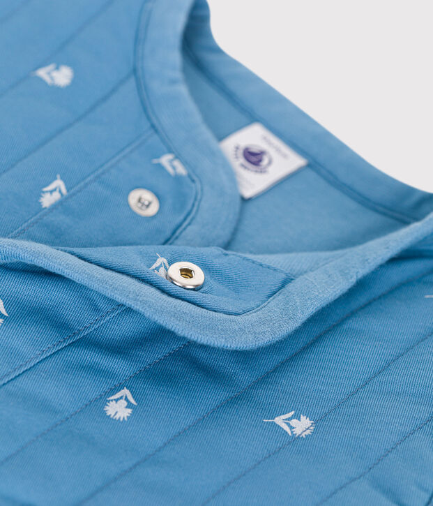 Baby-Jacke aus gesteppter Baumwolle mit Bl&uuml;mchenmuster blau/weiss