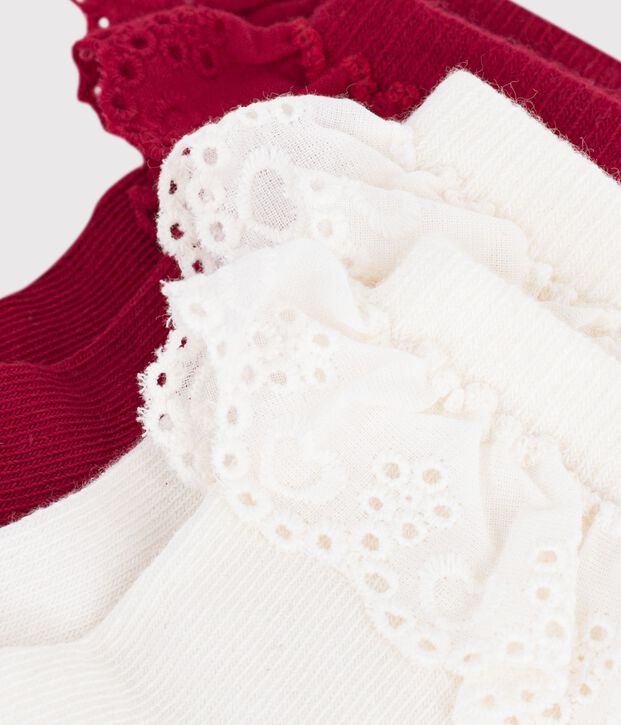 2er-Set Babysocken aus Baumwolle mit R&uuml;schen vielfarbig