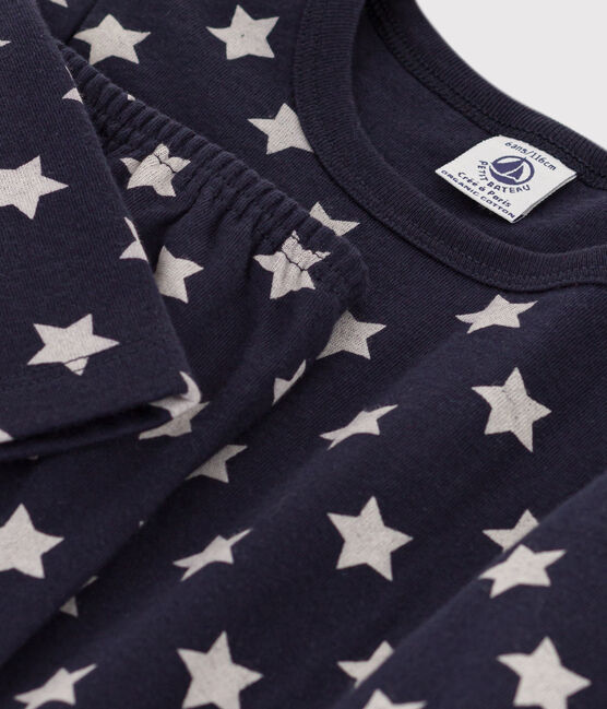Kinderpyjama aus Doppeljersey mit Sternmotiv blau SMOKING/weiss MARSHMALLOW