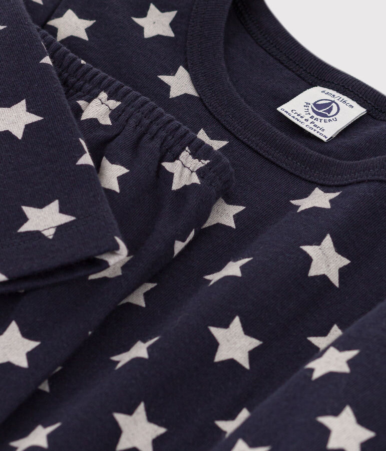 Kinderpyjama aus Doppeljersey mit Sternmotiv blau/weiss