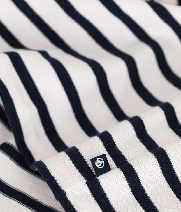 Lang&auml;rmeliges Baby-Kleid aus dickem Jersey weiss/blau