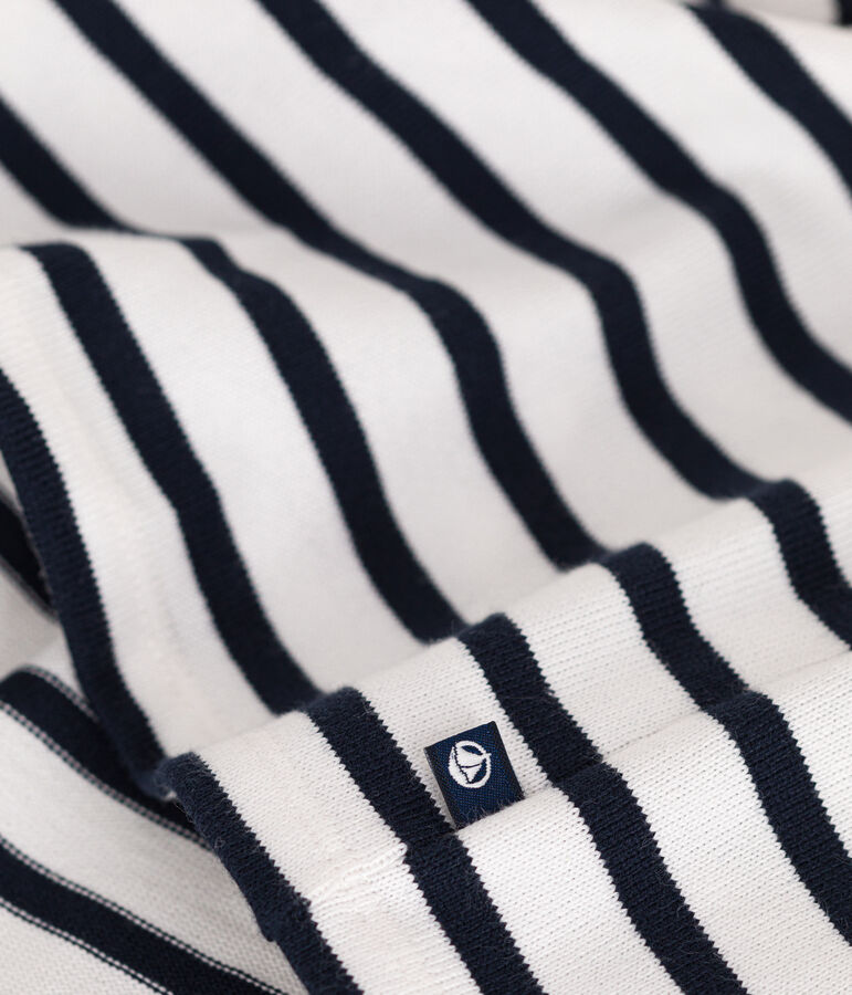 Lang&auml;rmeliges Baby-Kleid aus dickem Jersey weiss MARSHMALLOW/blau SMOKING