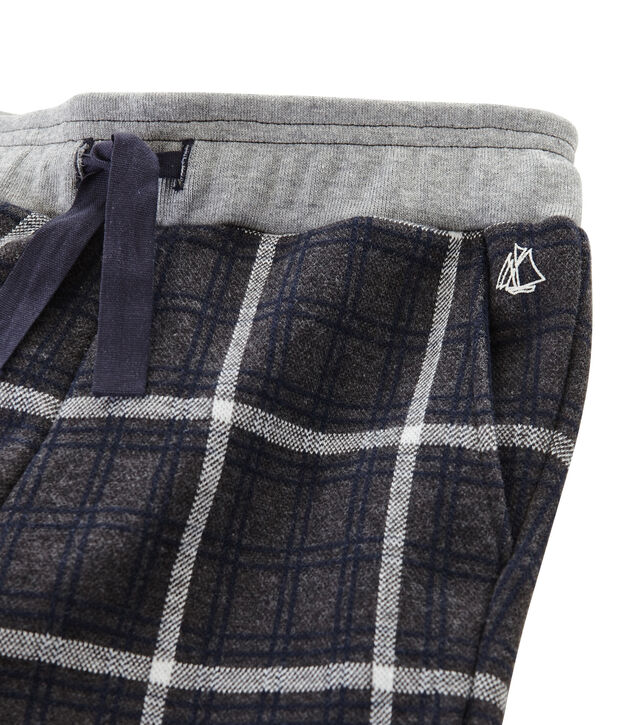 Strickhose mit Karomuster f&uuml;r Jungen grau/blau/weiss