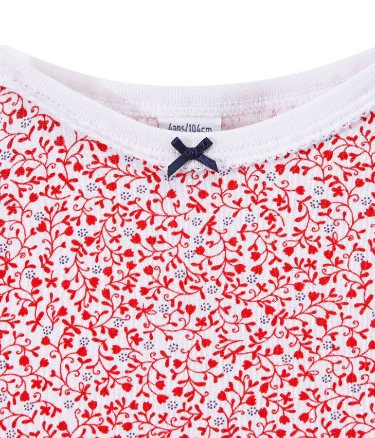 Bedrucktes M&auml;dchen-Nachthemd weiss ECUME/weiss MULTICO