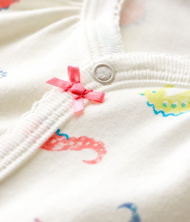 Baby-Einteiler aus Baumwolle mit Seepferdchen-Motiv f&uuml;r M&auml;dchen weiss/rosa