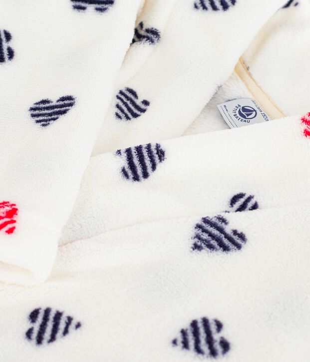 Kinder-Morgenmantel aus Fleece mit Muster weiss/vielfarbig