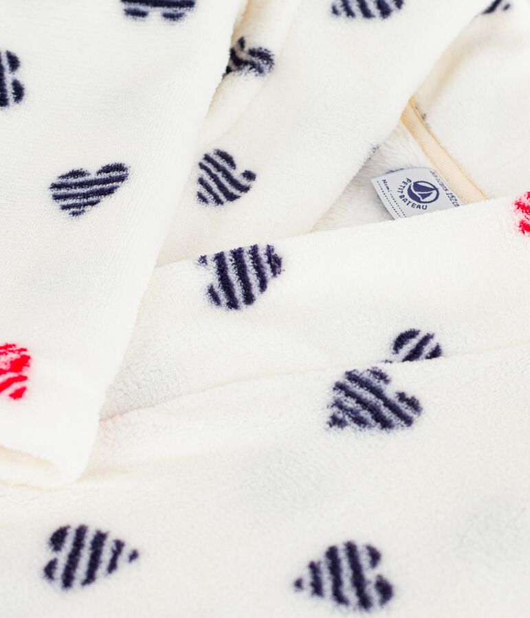 Kinder-Morgenmantel aus Fleece mit Muster weiss/vielfarbig