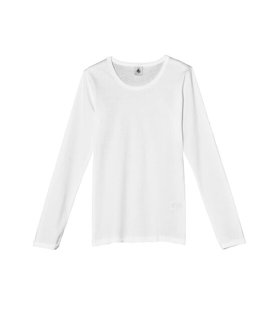 Langärmeliges Mädchen T-Shirt mit KokottSaum weiss ECUME