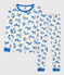Kinderpyjama aus Baumwolle in schmaler Passform mit Tiermotiv für Jungen weiss MARSHMALLOW/weiss MULTICO