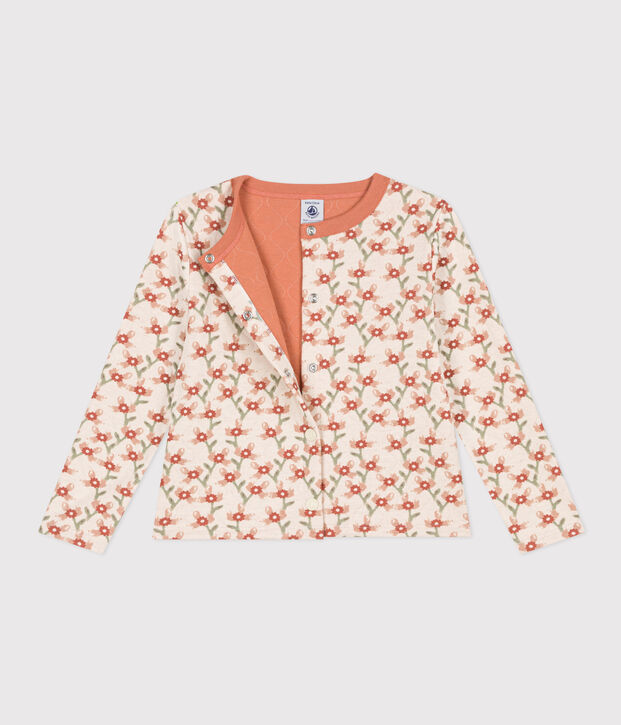 Kinder-Cardigan aus gestepptem Doppeljersey mit Aufdruck f&uuml;r M&auml;dchen naturfarben/vielfarbig