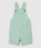 Kurze Baby-Latzhose aus Sergestoff für Jungen weiss MARSHMALLOW/grün GAZON