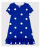 Kurzärmeliges Kinder-Kleid aus Baumwolle und Leinen für Mädchen blau SURF/weiss MARSHMALLOW