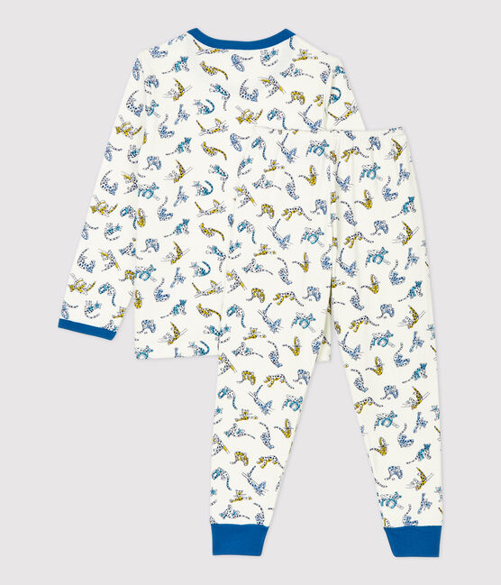 Kinderpyjama aus Bio-Baumwolle mit Panther-Print für Jungen weiss MARSHMALLOW/weiss MULTICO