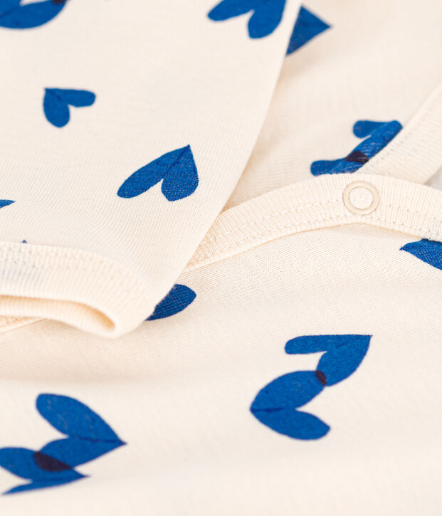 Strampler aus Baumwolle ohne F&uuml;&szlig;e mit Printmotiv naturfarben/blau
