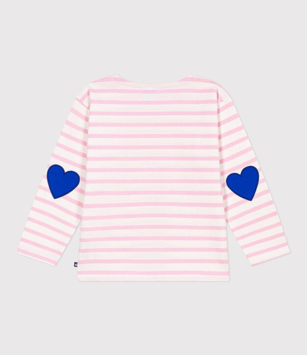 Kinder-Shirt Marini&egrave;re aus Baumwolle mit Streifen rosa/rosa