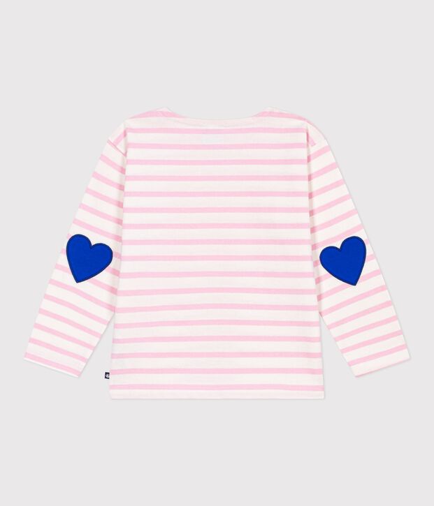 Kinder-Shirt Marini&egrave;re aus Baumwolle mit Streifen rosa/rosa