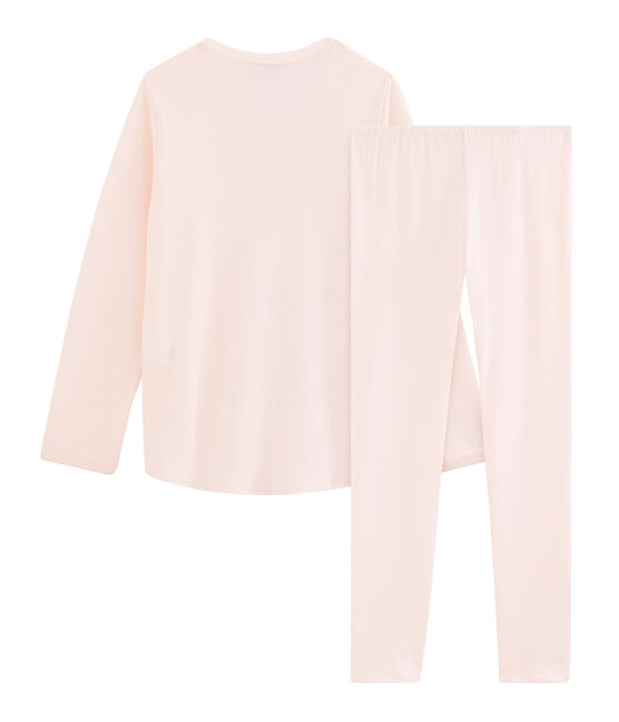 Rippstrick-Pyjama für Mädchen rosa FLEUR