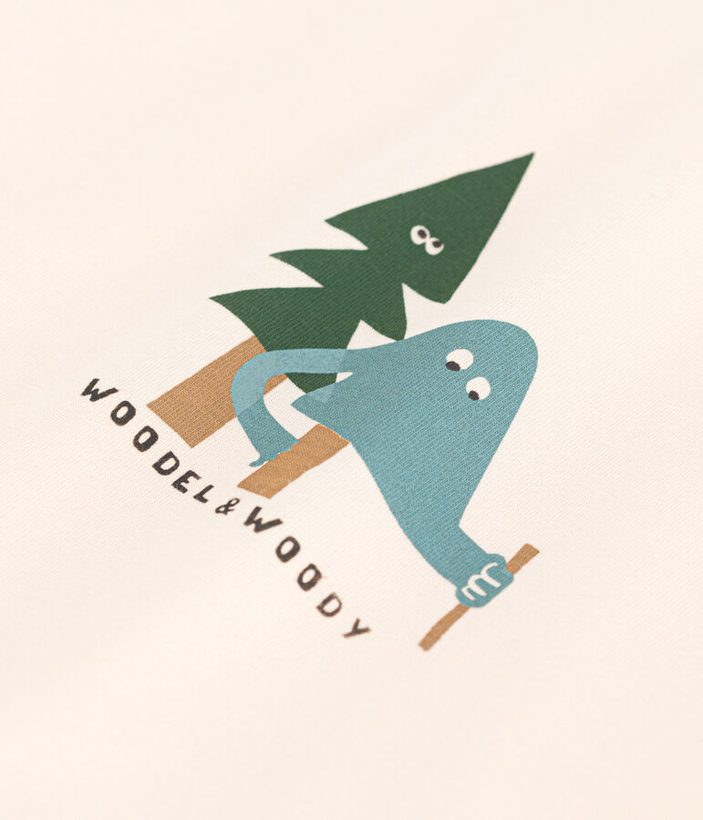 Kurz&auml;rmeliges Baby-T-Shirt aus feinem Jersey naturfarben/gr&uuml;n