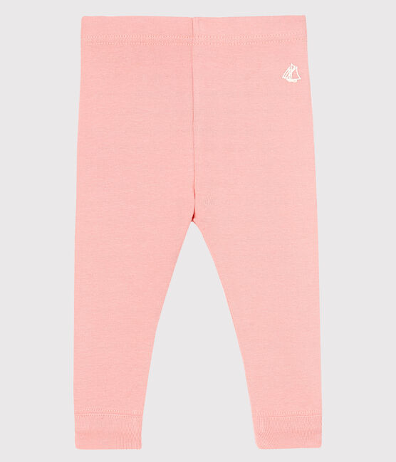 Einfarbige Baby-Legging aus 1x1-Rippstrick für Mädchen rosa CHEEK