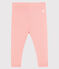 Einfarbige Baby-Legging aus 1x1-Rippstrick für Mädchen rosa CHEEK