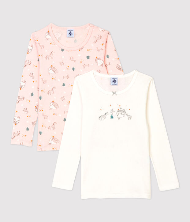 2er-Set lang&auml;rmelige T-Shirts aus Baumwolle mit Prinzessinnen-Motiv f&uuml;r M&auml;dchen vielfarbig