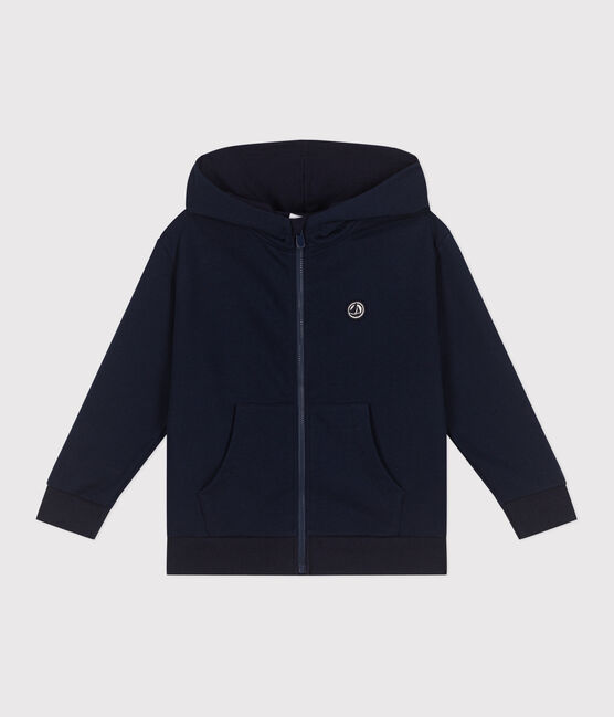 Kinder-Kapuzensweatshirt mit Reißverschluss aus einfarbiger Baumwolle  blau SMOKING