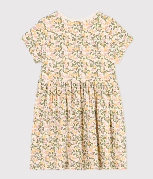Kurz&auml;rmeliges Kleid mit Printmotiv aus Baumwolle f&uuml;r Kinder/M&auml;dchen naturfarben/vielfarbig