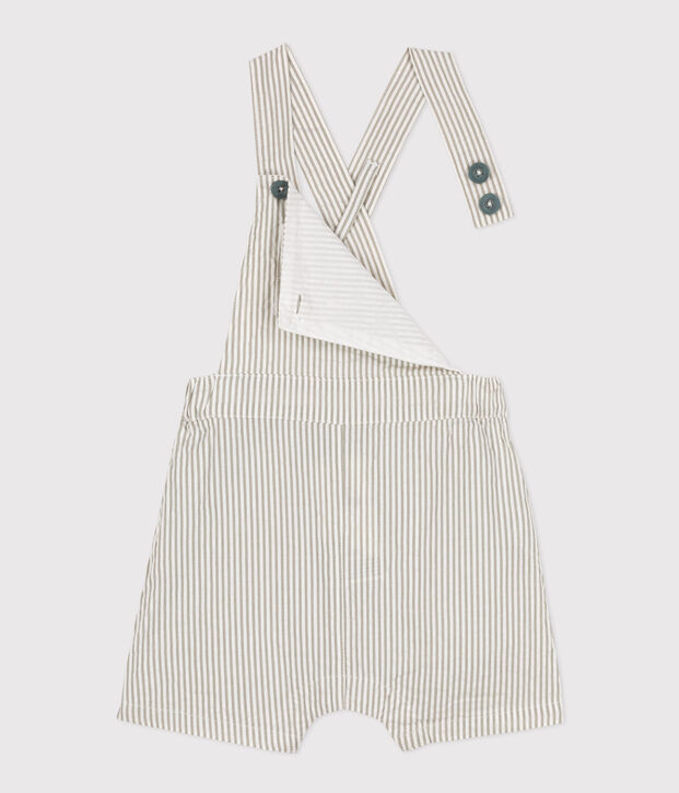 Kurze Baby-Latzhose aus Seersucker gr&uuml;n/weiss