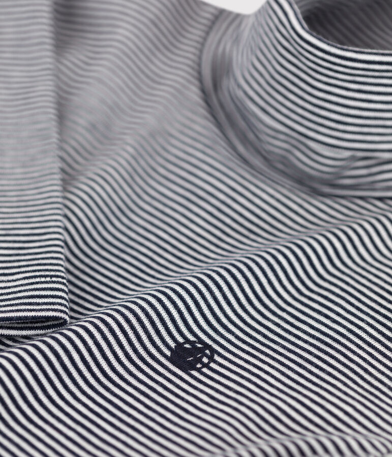 Gestreifter Unterziehpullover aus Baumwolle f&uuml;r M&auml;dchen und Jungen blau SMOKING/weiss MARSHMALLOW