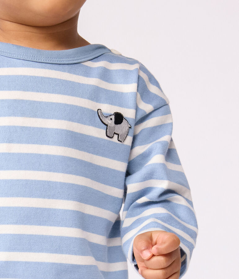 Baby-Streifenshirt aus Baumwolle blau/naturfarben