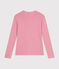 Langärmeliges Damen-T-Shirt "L'Iconique" mit Mäusezähnchenkante aus einfarbigem Rippstrick rosa ROSELINE CHINE