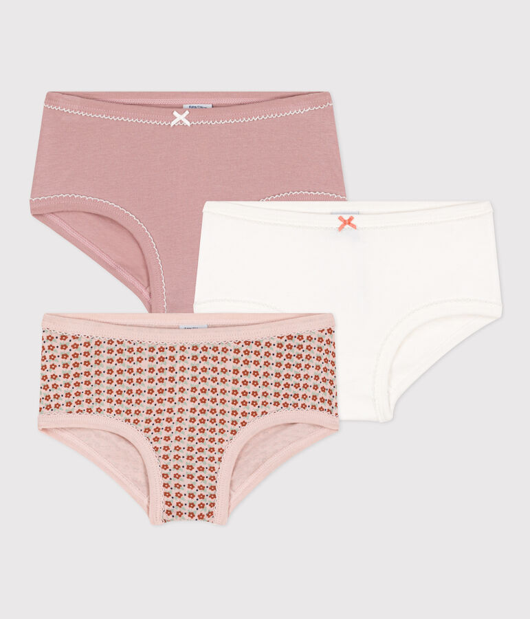 3er-Set Slips aus Baumwolle und Elastan mit Blumenmuster f&uuml;r M&auml;dchen vielfarbig